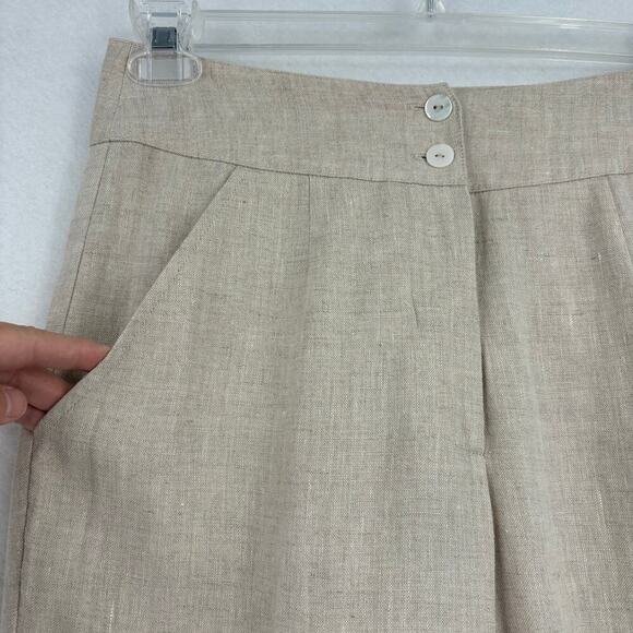Vivid 100% Linen High Rise Trouser Pants Straight Leg Beige Women's Size 4 - Picture 4 of 12